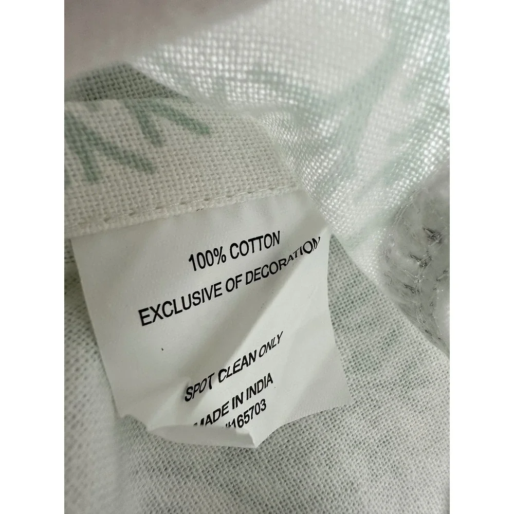 Coastal Seahorse Beaded Sage Green Coral Cotton Tea Towel Set 2pc 28x24.5